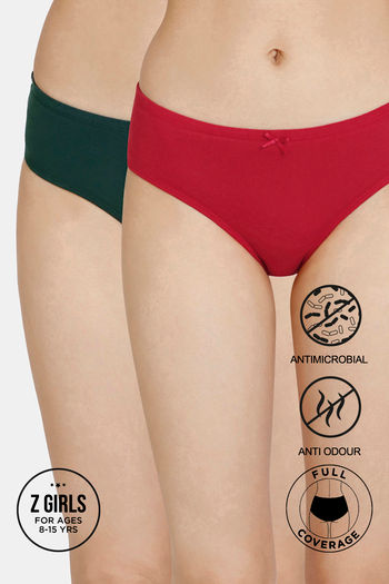 Buy Zivame Girls Anti-Microbial Medium Rise Full Coverage Hipster Panty (Pack of 2) - Assorted
